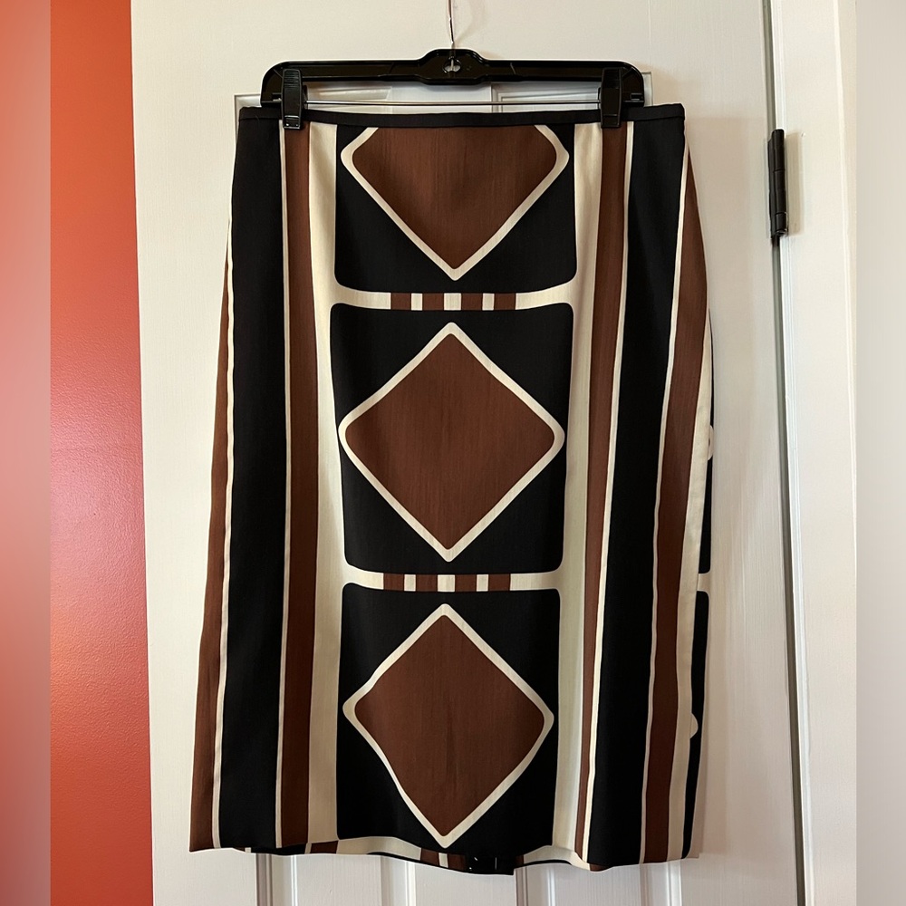 NWOT  J. CREW COLLECTION RATTI DIAMOND PRINT SILK WOOL PENCIL SKIRT sz 10